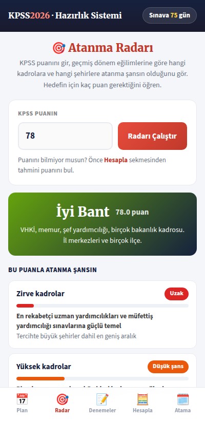Atanma Radarı sonucu